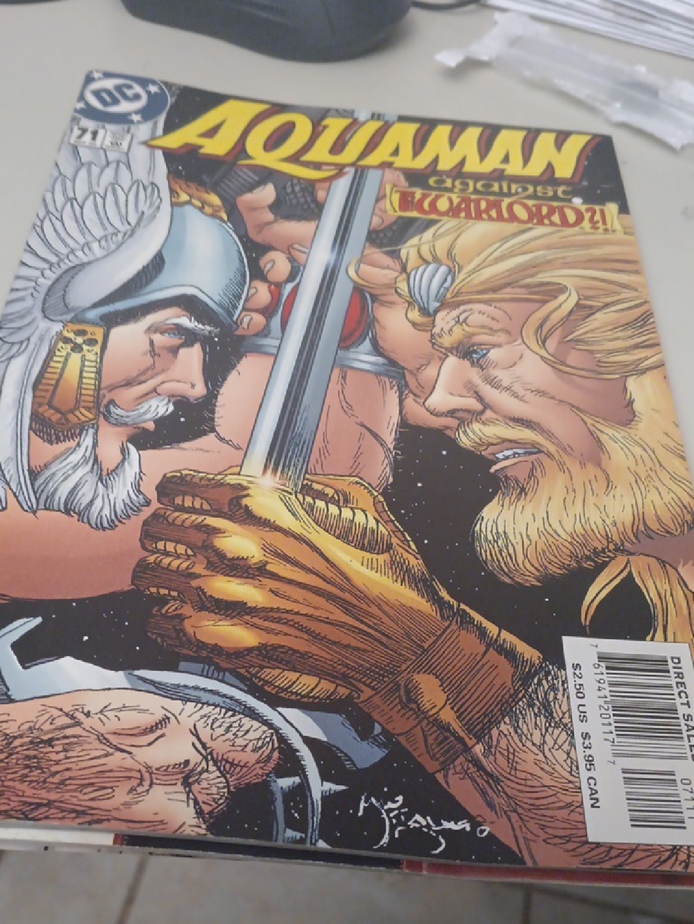 DC Aquaman Comic Cover in Gold, Red and Blue Not In Sleeve